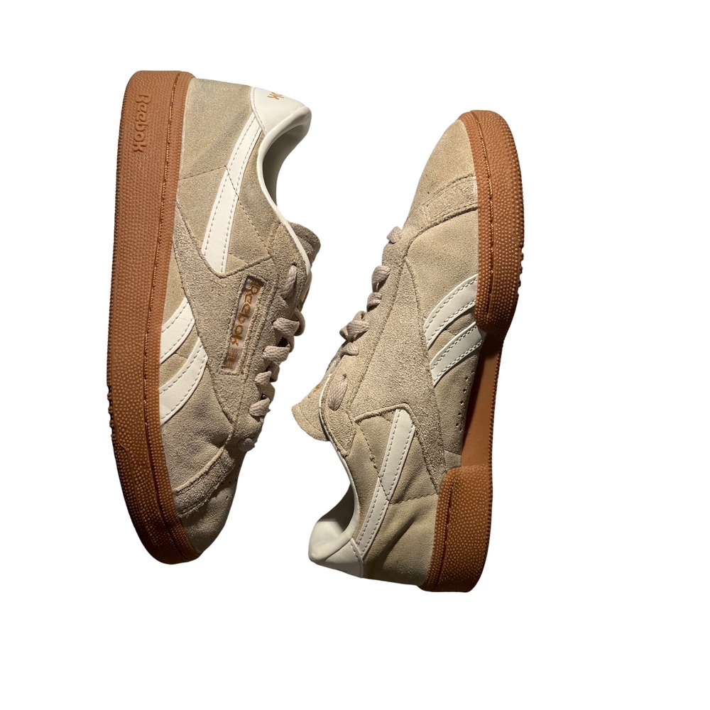 Reebok Club C 85 Suede Gum Sole Sneakers Tan Beige Classic Casual Size 8 - Picture 4 of 10